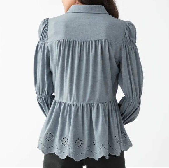 & Other Stories Tiered Broderie Blouse Shirt, Size 10 (EUR 40), Like New - Picture 2 of 9